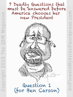 Caricature Cartoon of Presidential Candidate Ben Carson - 7 Deadly Questions - Humor, Parody, and Satire.