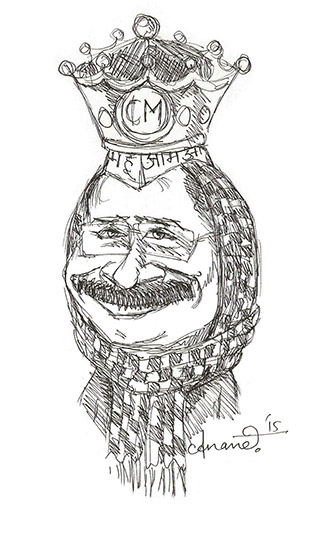 Caricature- cartoon Arvind Kejriwal - The QSM Magazine, Indian humour magazine - Even Odd number vehicles.