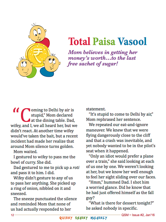 Total Paisa Vasool - from the QSM Magazine January 2016 issue - Indian humor and comedy